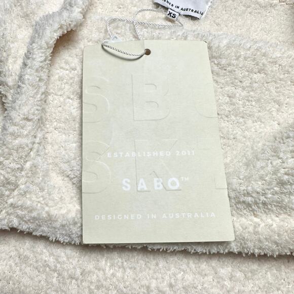 Sabo | Women | Xena Neutral Cream Soft Terry Minimal Mini Bodycon Dress | Sz XS - Picture 9 of 13